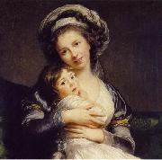 Elisabeth Louise Viegg-Le Brun Self portrait in a Turban with Julie, oil painting artist